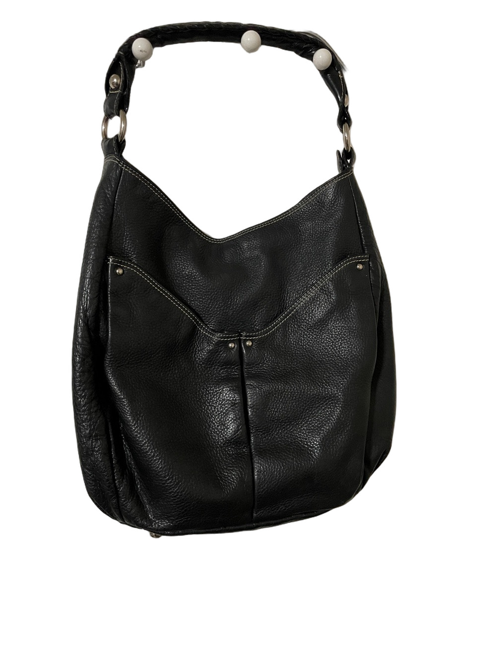 Danier Black Pebble Leather Shoulder Hobo Bag